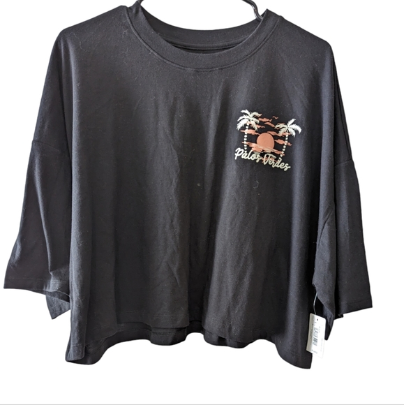 flirtitude Tops - NWT Flirtitude Black Oversized Crop Top Size XL